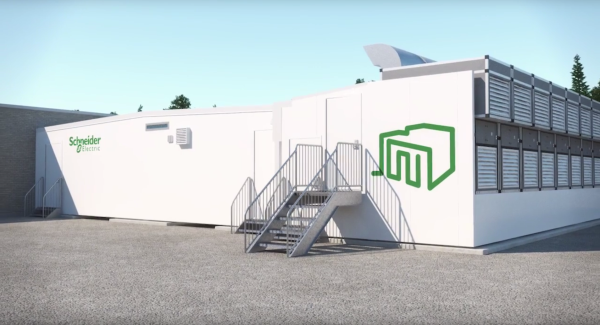 Schneider says it latest prefabricated Smart Shelter Data Hall contain around 100 racks.